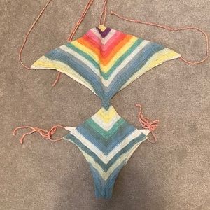 Mara Hoffman worn once rainbow knitted one piece showy